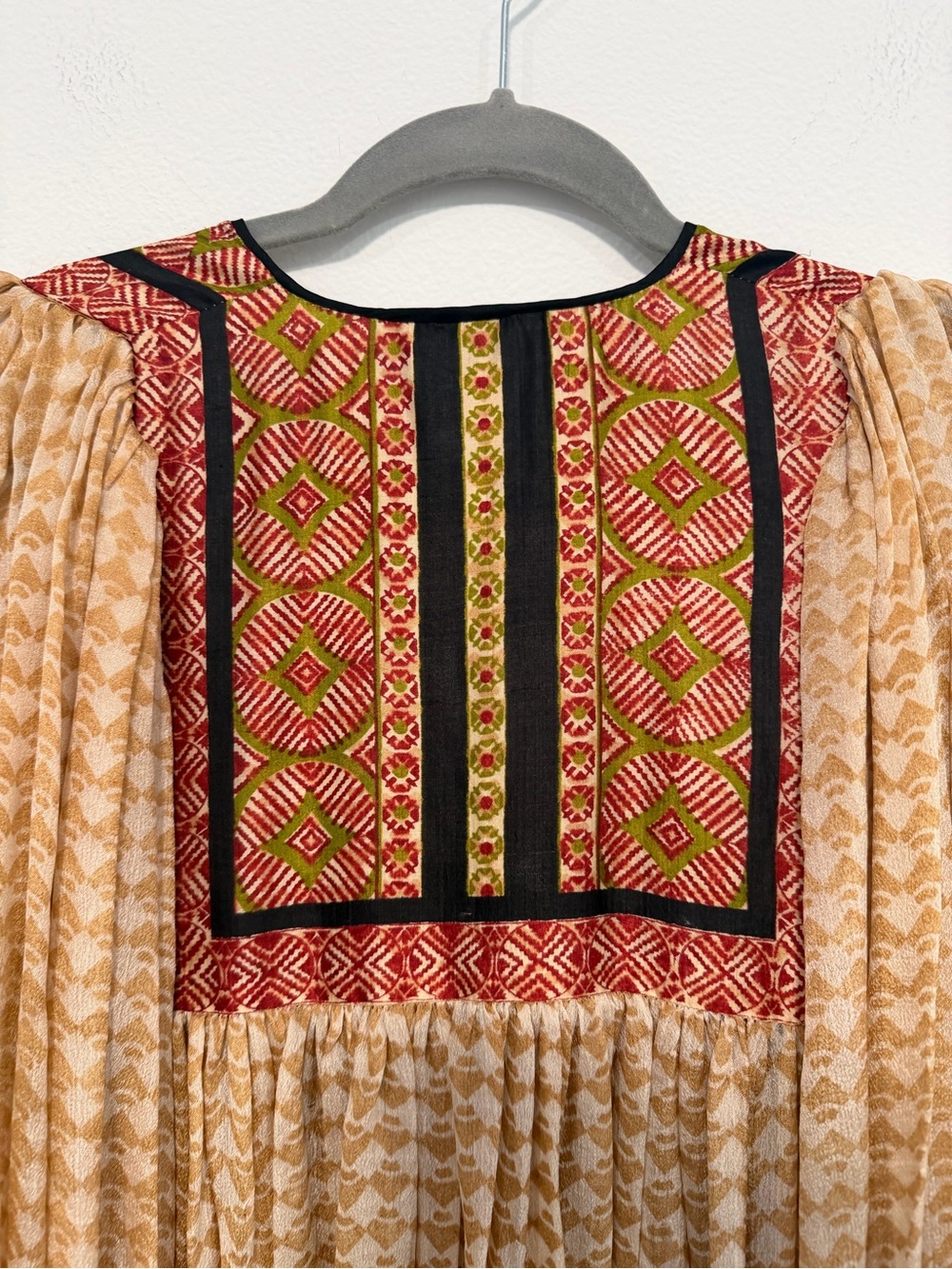 Ritu Kumar for Judith Ann Vintage Silk Block Print Dress XS - Picture 6 of 8